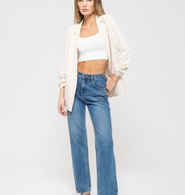 509 Broadway 3/4 Sleeve Ruched Sleeve Blazer