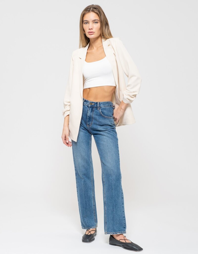 509 Broadway 3/4 Sleeve Ruched Sleeve Blazer
