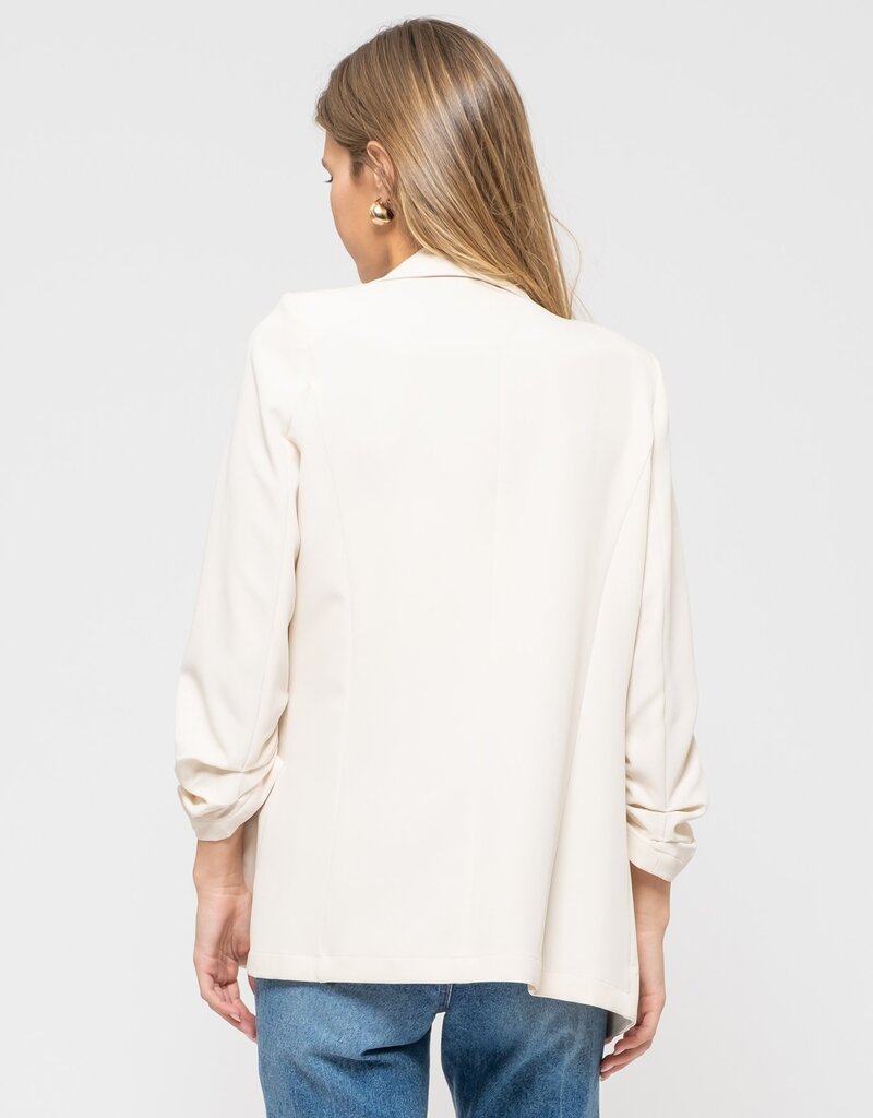 509 Broadway 3/4 Sleeve Ruched Sleeve Blazer