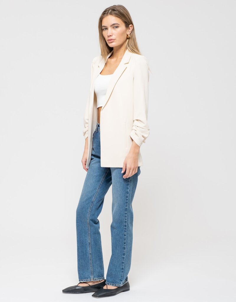 509 Broadway 3/4 Sleeve Ruched Sleeve Blazer
