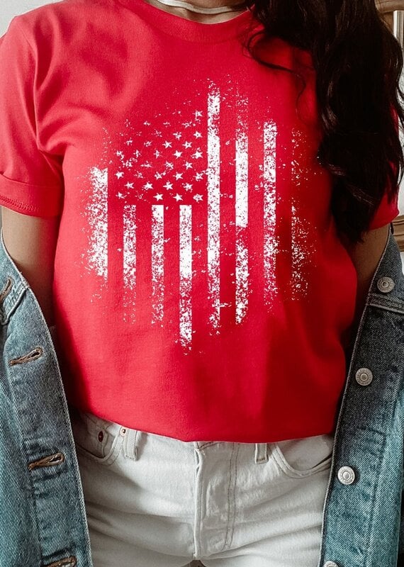 509 Broadway Retro Dressed American Flag Tee