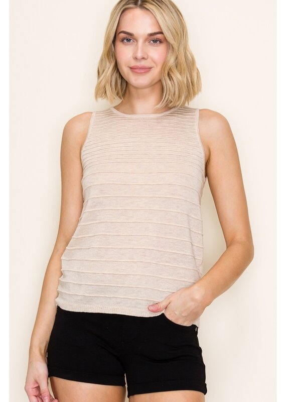 509 Broadway Textured Striped Sweater Top