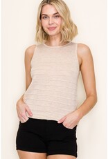509 Broadway Textured Striped Sweater Top