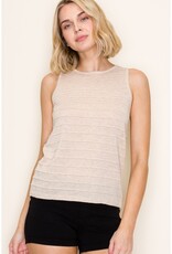 509 Broadway Textured Striped Sweater Top