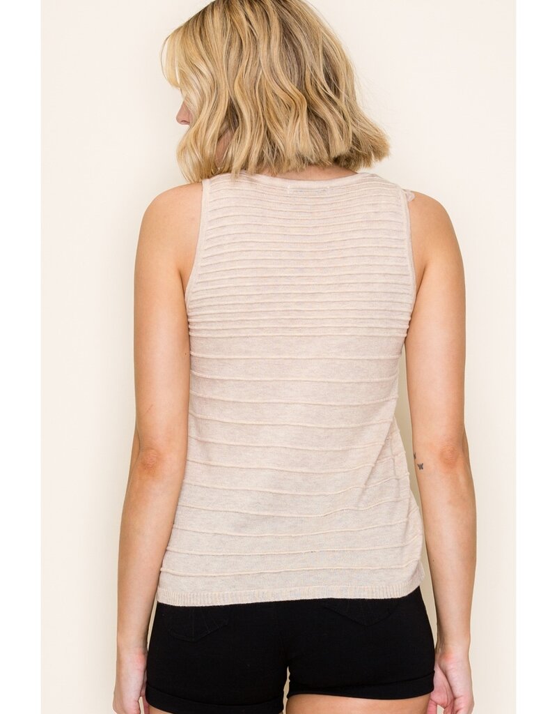 509 Broadway Textured Striped Sweater Top