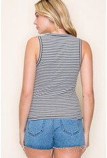 509 Broadway Half Button Stripe Top