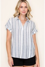 509 Broadway Roll Up S/S Striped Tee