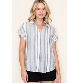 509 Broadway Roll Up S/S Striped Tee