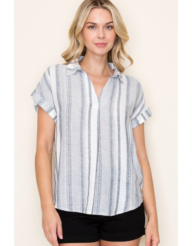 509 Broadway Roll Up S/S Striped Tee