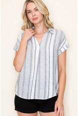 509 Broadway Roll Up S/S Striped Tee