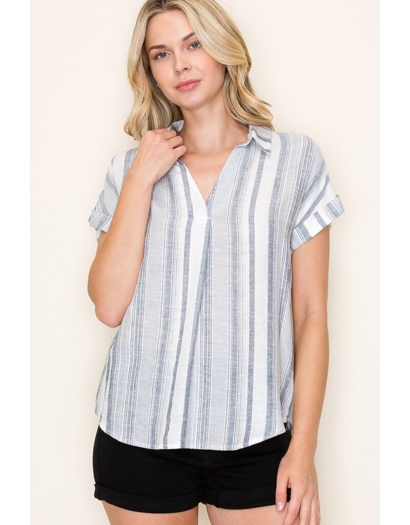 509 Broadway Roll Up S/S Striped Tee