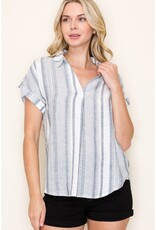 509 Broadway Roll Up S/S Striped Tee