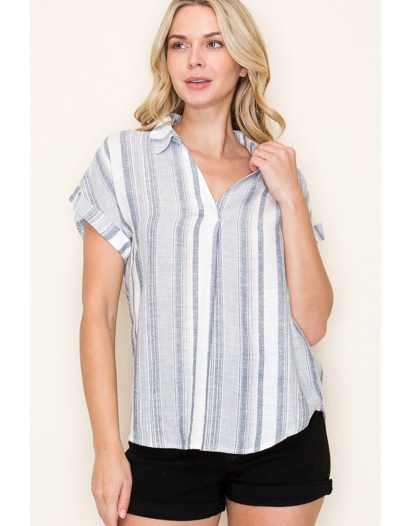 509 Broadway Roll Up S/S Striped Tee
