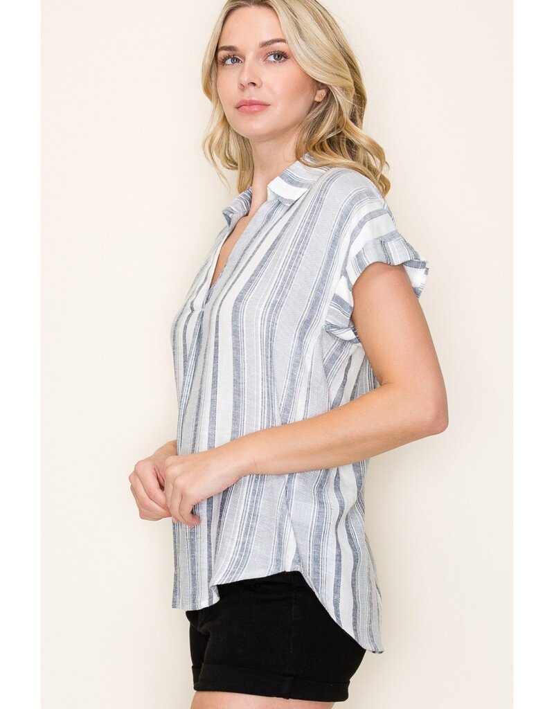 509 Broadway Roll Up S/S Striped Tee