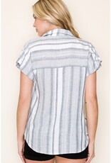 509 Broadway Roll Up S/S Striped Tee