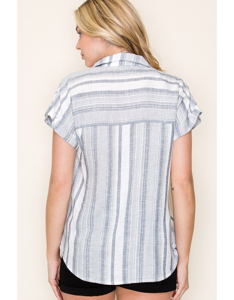 509 Broadway Roll Up S/S Striped Tee