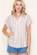 509 Broadway Roll Up S/S Striped Tee