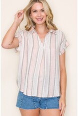 509 Broadway Roll Up S/S Striped Tee
