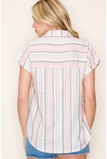 509 Broadway Roll Up S/S Striped Tee