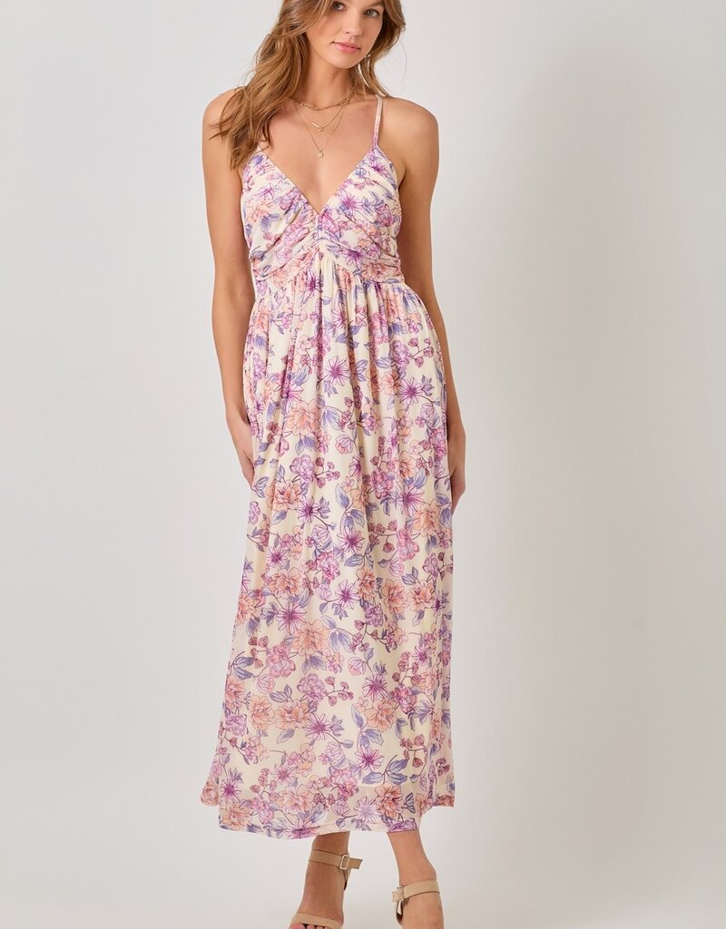 509 Broadway Criss Cross Back Pleating Dress