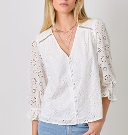 509 Broadway Eyelet Puff Sleeve Top