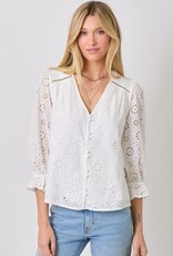 509 Broadway Eyelet Puff Sleeve Top