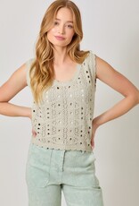 509 Broadway Scalloped Edge Crochet Knit Vest