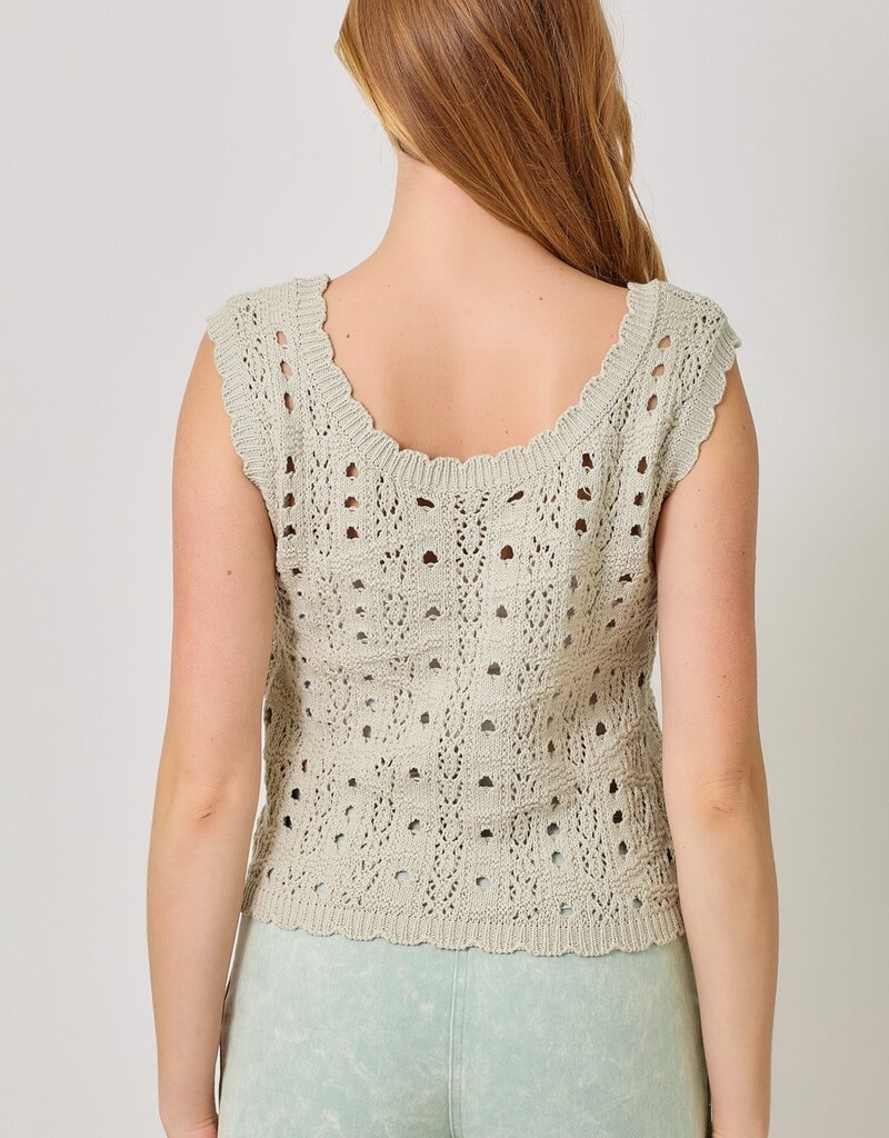 509 Broadway Scalloped Edge Crochet Knit Vest