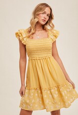 509 Broadway Flutter Sleeve Floral Eyelet Dress