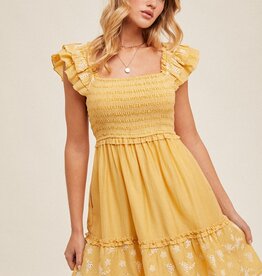509 Broadway Flutter Sleeve Floral Eyelet Dress