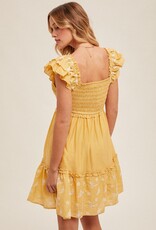 509 Broadway Flutter Sleeve Floral Eyelet Dress