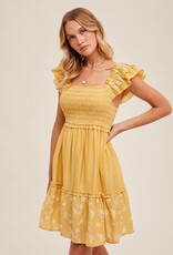 509 Broadway Flutter Sleeve Floral Eyelet Dress