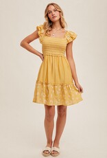 509 Broadway Flutter Sleeve Floral Eyelet Dress