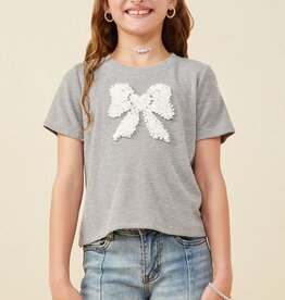 509 Broadway Girls Pearl Bow Knit Tee