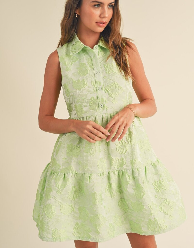 509 Broadway Button Down Texture Sleeveless Dress