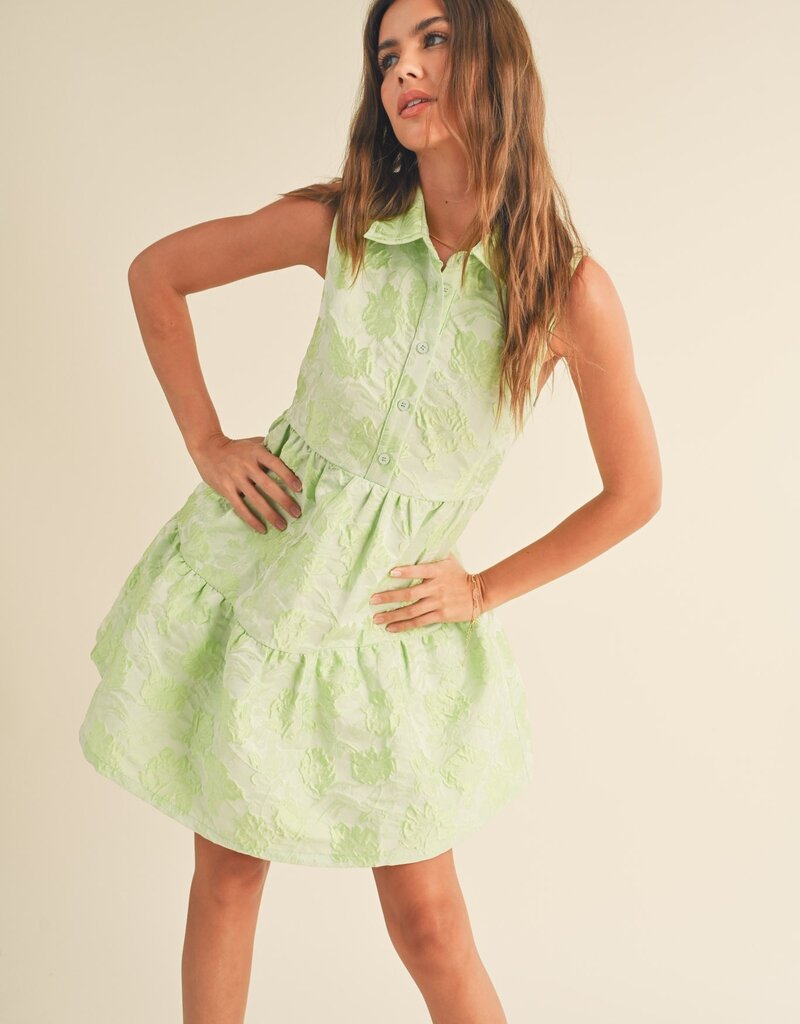 509 Broadway Button Down Texture Sleeveless Dress