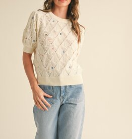 509 Broadway Dainty Flower Sweater Top