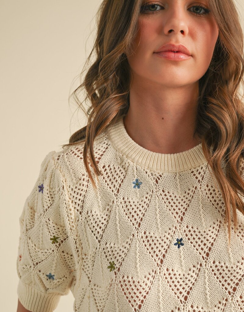 509 Broadway Dainty Flower Sweater Top