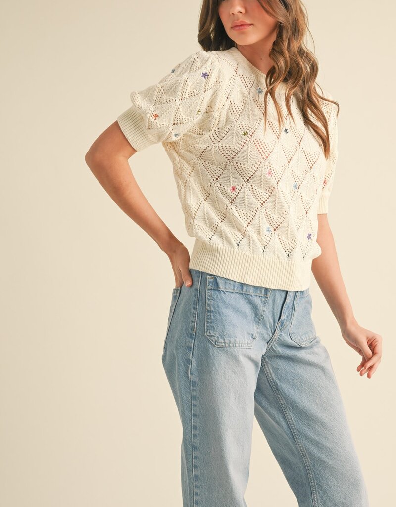 509 Broadway Dainty Flower Sweater Top
