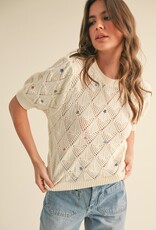 509 Broadway Dainty Flower Sweater Top
