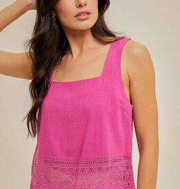 509 Broadway Crochet Neck Lace Trim Tank