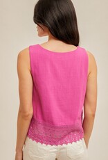509 Broadway Crochet Neck Lace Trim Tank