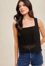 509 Broadway Crochet Neck Lace Trim Tank