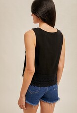 509 Broadway Crochet Neck Lace Trim Tank