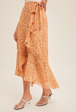 509 Broadway Belted Ruffe Midi Skirt