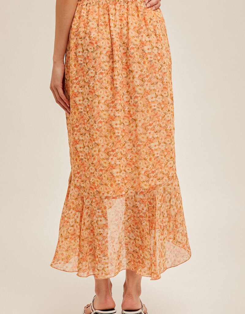 509 Broadway Belted Ruffe Midi Skirt