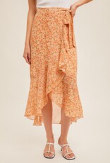 509 Broadway Belted Ruffe Midi Skirt