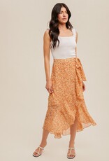 509 Broadway Belted Ruffe Midi Skirt