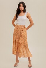 509 Broadway Belted Ruffe Midi Skirt