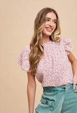 509 Broadway Ditsy Flower Pleats Blouse